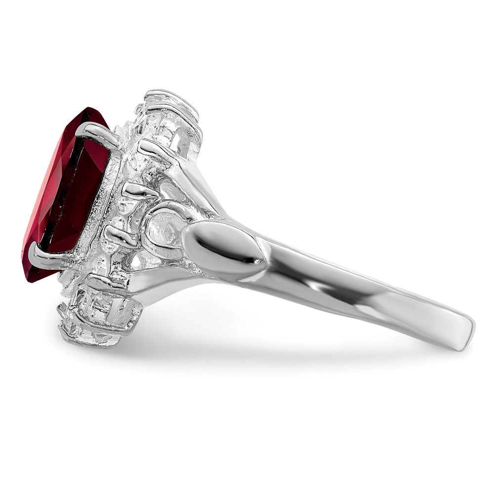 Sterlingsilber Rhodiniert Granat & Zirkonia Ring (size 8 Nur)