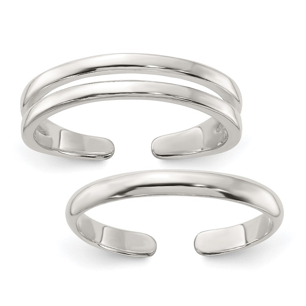 Sterlingsilber Poliert Set Of 2 Zehen Rings