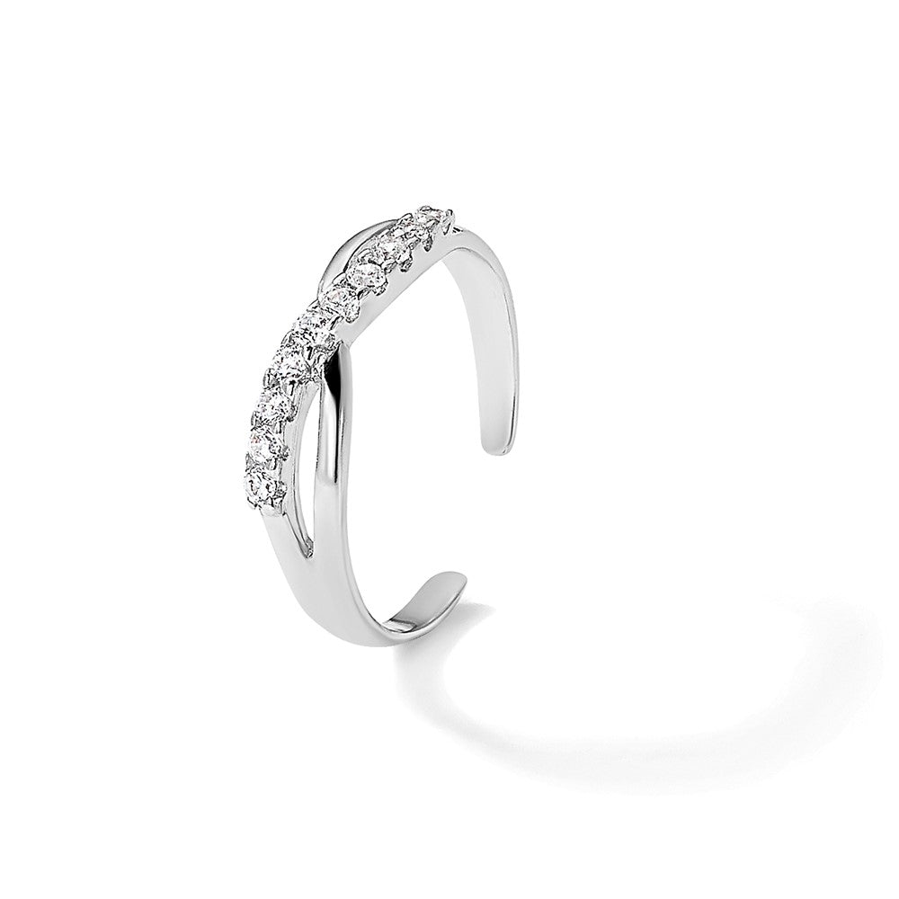 Sterlingsilber Rhodiniert Zirkonia Zehenring