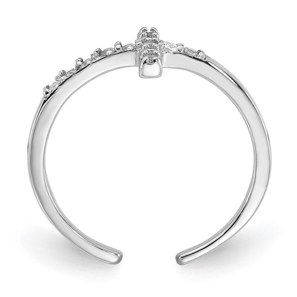 Sterlingsilber Rhodiniert Zirkonia Seitlich Kreuz Zehenring