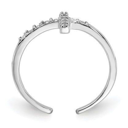 Sterlingsilber Rhodiniert Zirkonia Seitlich Kreuz Zehenring