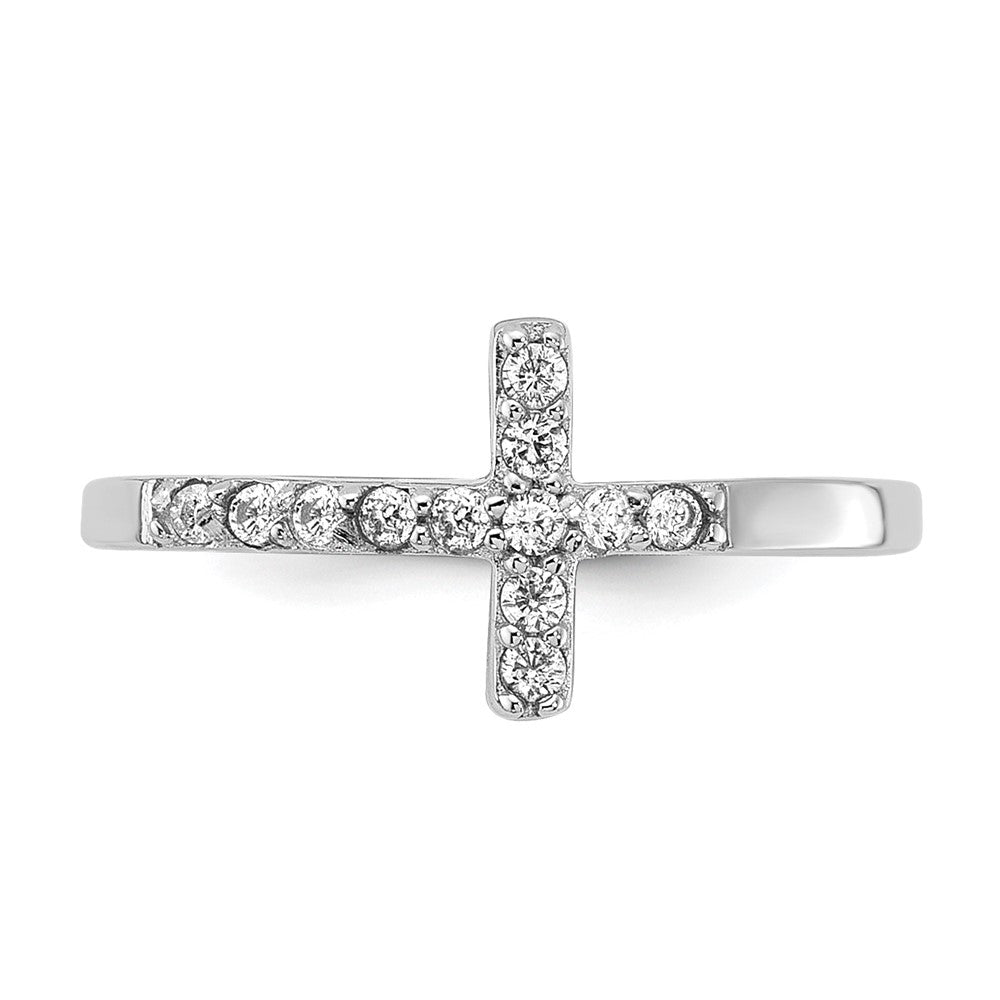 Sterlingsilber Rhodiniert Zirkonia Seitlich Kreuz Zehenring