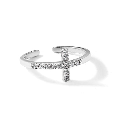 Sterlingsilber Rhodiniert Zirkonia Seitlich Kreuz Zehenring