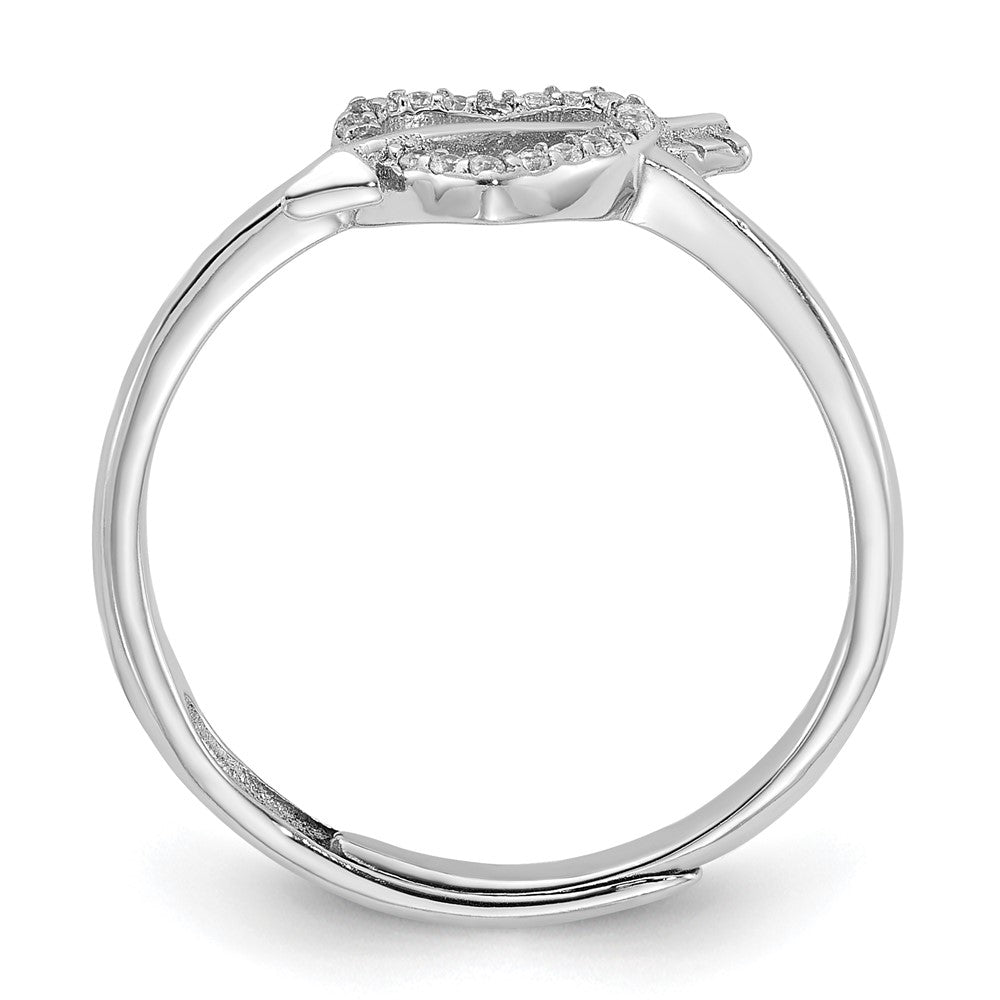 Sterlingsilber Rhodiniert Zirkonia Herz mit Pfeil Verstellbar Ring