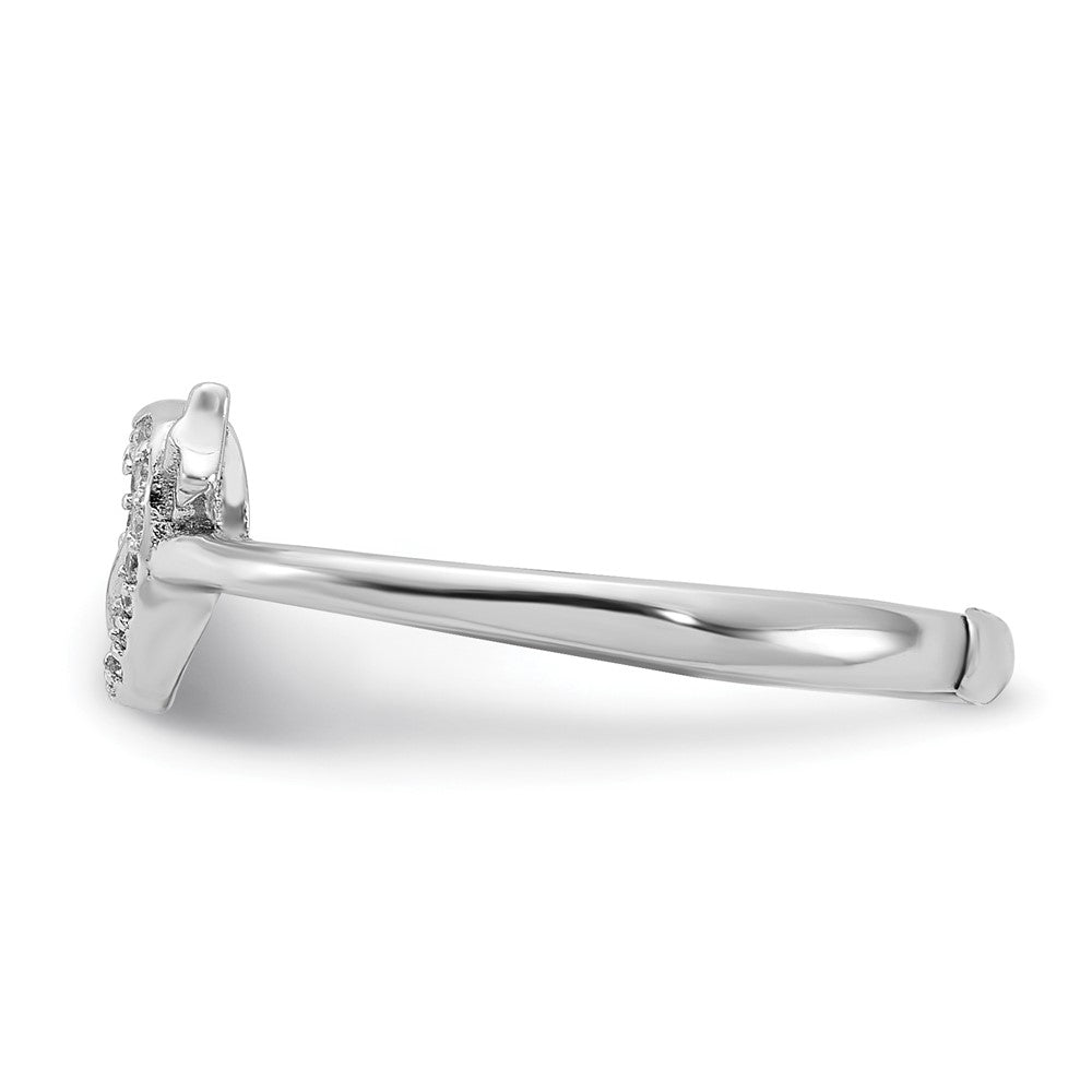 Sterlingsilber Rhodiniert Zirkonia Herz mit Pfeil Verstellbar Ring