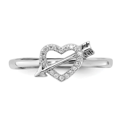Sterlingsilber Rhodiniert Zirkonia Herz mit Pfeil Verstellbar Ring