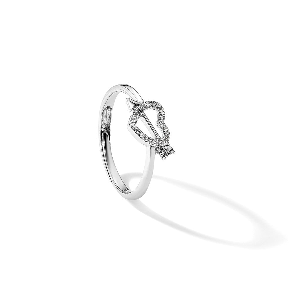 Sterlingsilber Rhodiniert Zirkonia Herz mit Pfeil Verstellbar Ring
