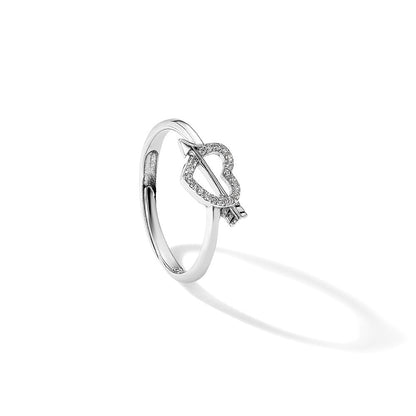 Sterlingsilber Rhodiniert Zirkonia Herz mit Pfeil Verstellbar Ring