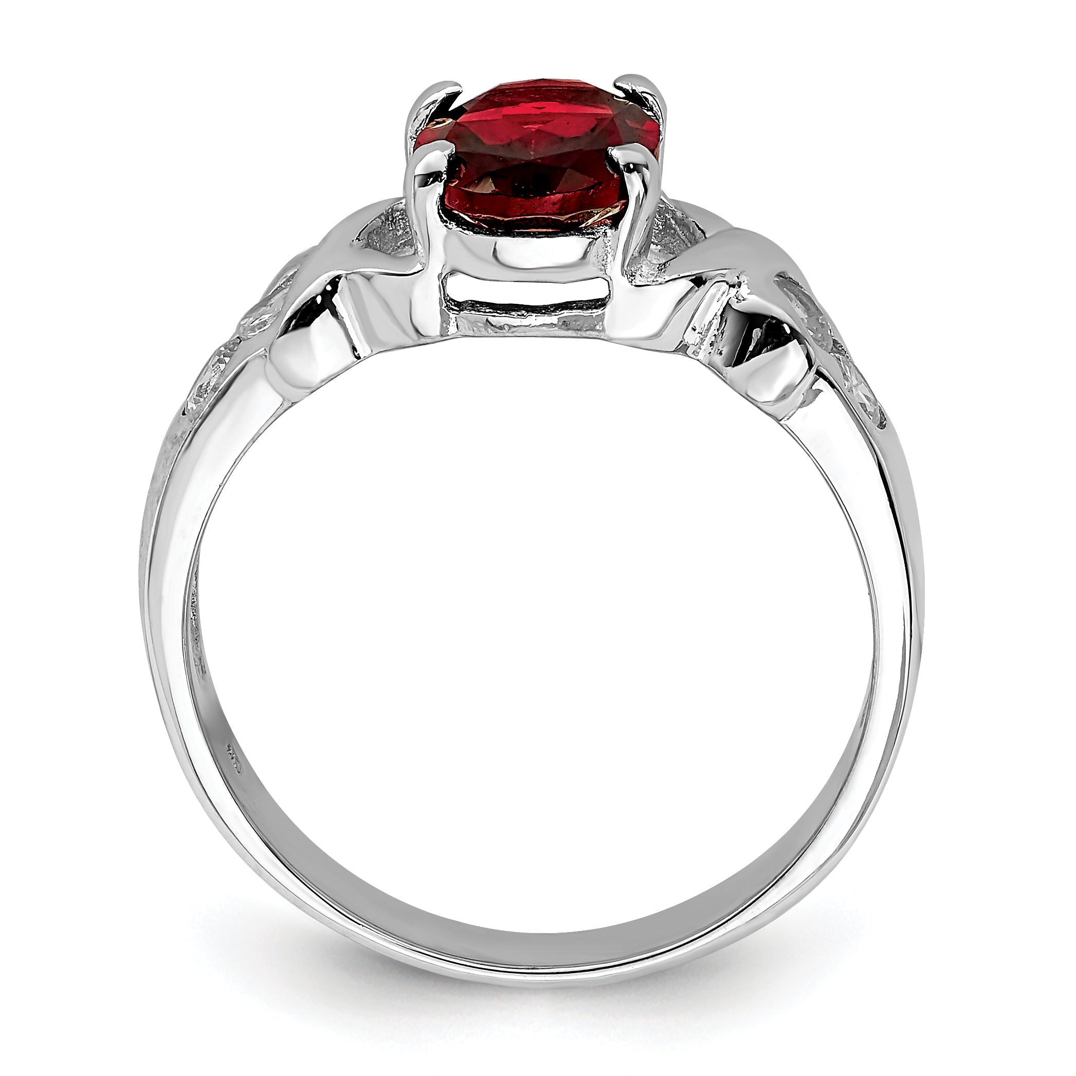 Sterlingsilber Rhodiniert Granat & Zirkonia Ring