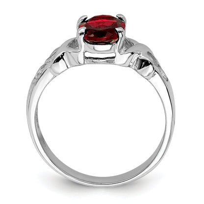 Sterlingsilber Rhodiniert Granat & Zirkonia Ring