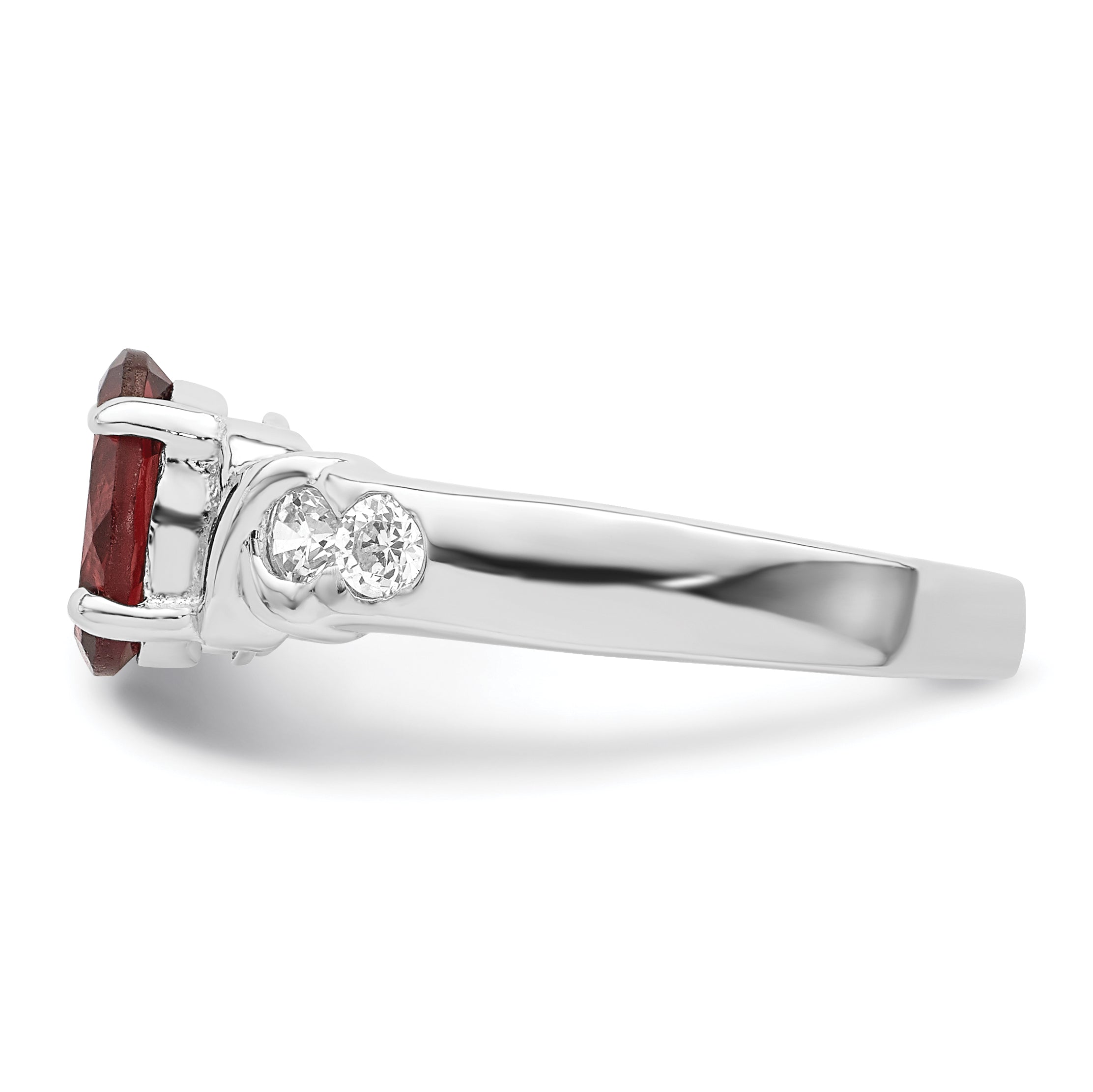 Sterlingsilber Rhodiniert Granat & Zirkonia Ring