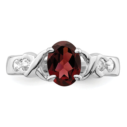 Sterlingsilber Rhodiniert Granat & Zirkonia Ring