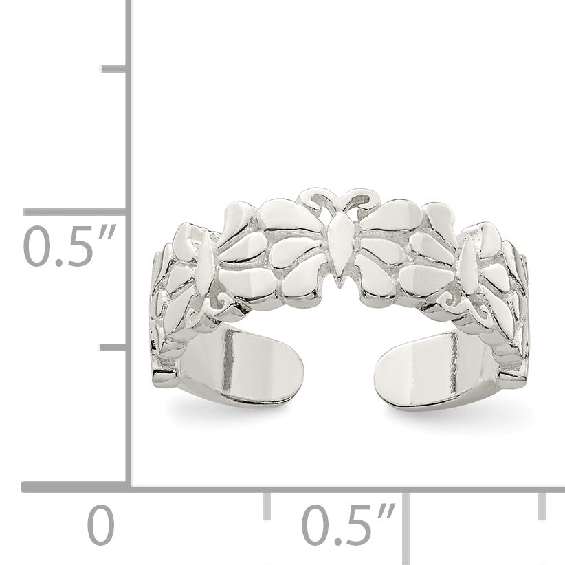 Sterlingsilber Poliert Butterflies Zehenring
