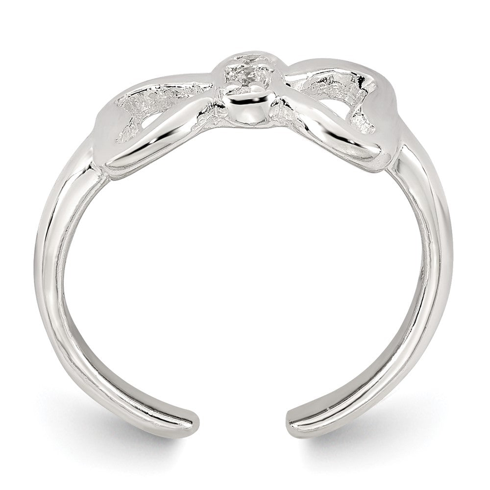 Sterlingsilber Poliert Zirkonia Schleife Verstellbar Zehenring