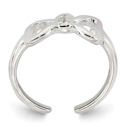 Sterlingsilber Poliert Zirkonia Schleife Verstellbar Zehenring
