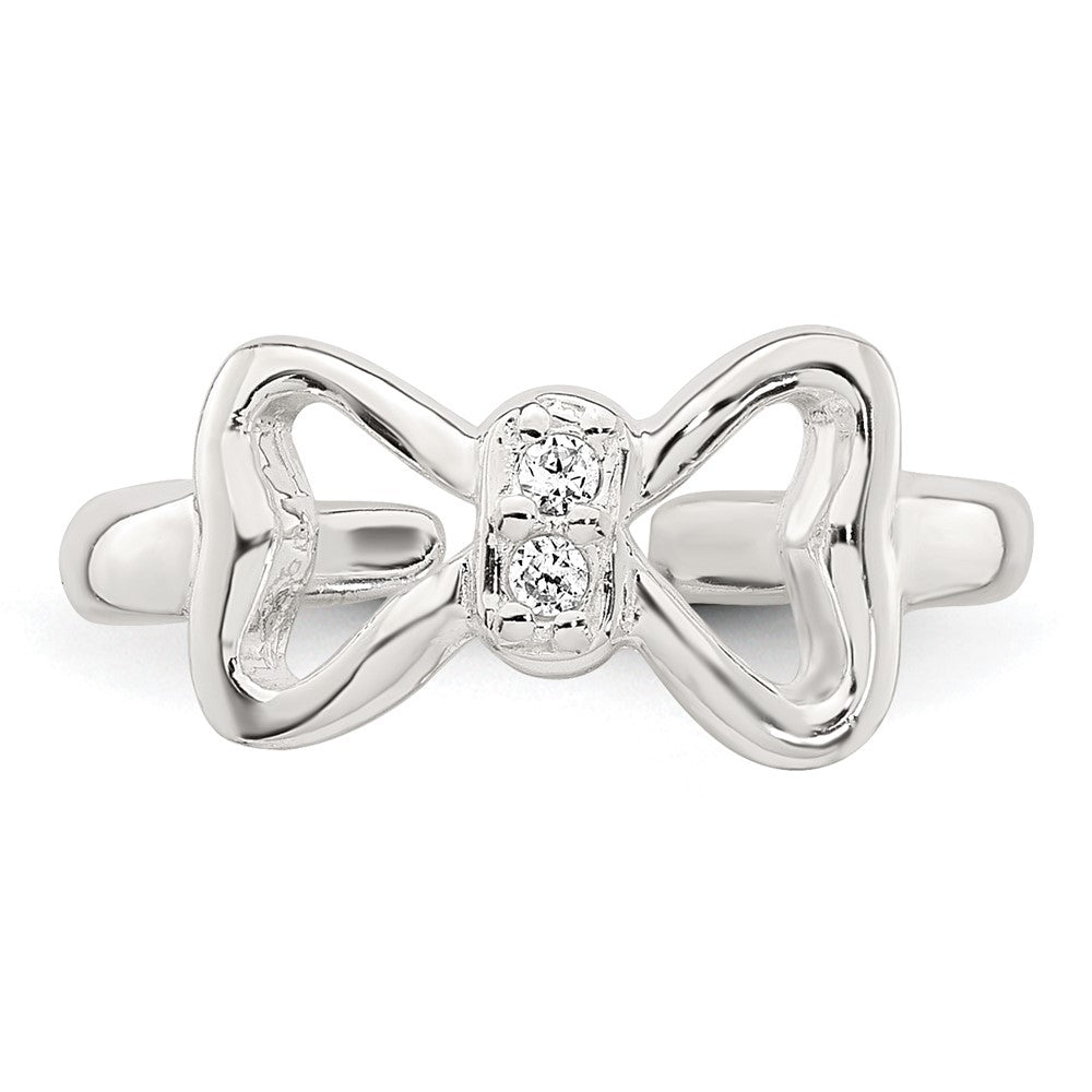 Sterlingsilber Poliert Zirkonia Schleife Verstellbar Zehenring