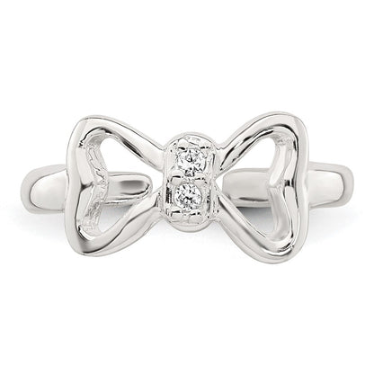 Sterlingsilber Poliert Zirkonia Schleife Verstellbar Zehenring
