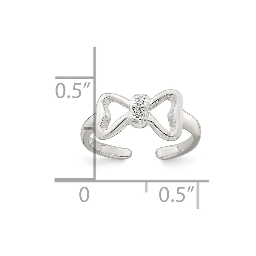 Sterlingsilber Poliert Zirkonia Schleife Verstellbar Zehenring