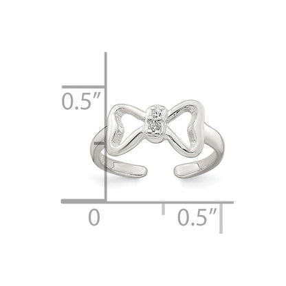 Sterlingsilber Poliert Zirkonia Schleife Verstellbar Zehenring