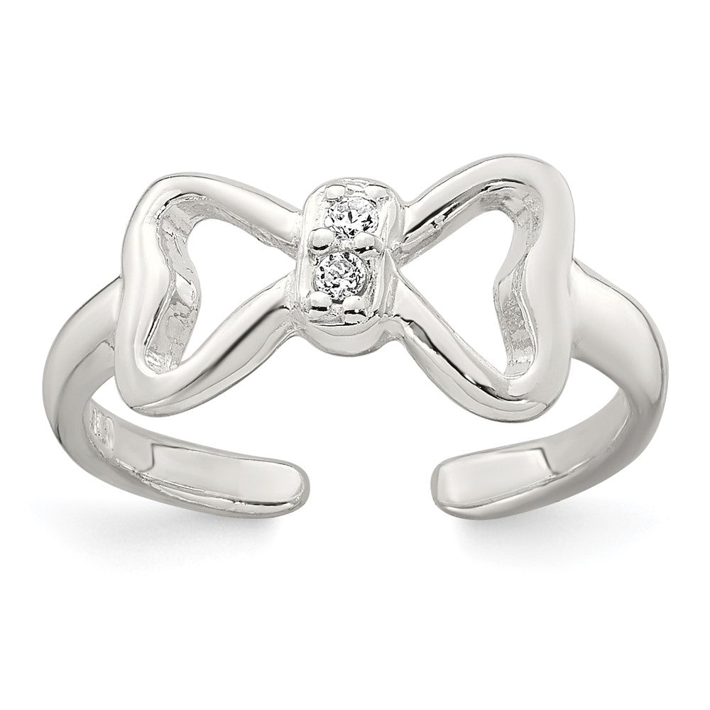 Sterlingsilber Poliert Zirkonia Schleife Verstellbar Zehenring
