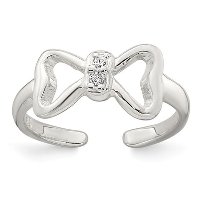 Sterlingsilber Poliert Zirkonia Schleife Verstellbar Zehenring
