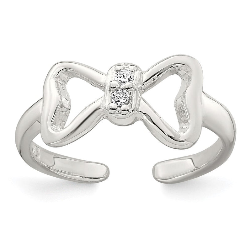 Sterlingsilber Poliert Zirkonia Schleife Verstellbar Zehenring