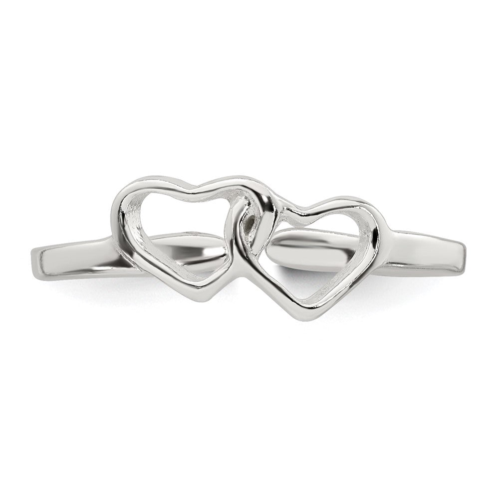 Sterlingsilber Poliert Interlocking Herzen Zehenring
