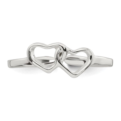 Sterlingsilber Poliert Interlocking Herzen Zehenring