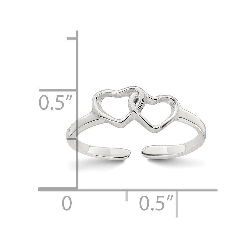 Sterlingsilber Poliert Interlocking Herzen Zehenring