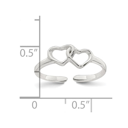 Sterlingsilber Poliert Interlocking Herzen Zehenring