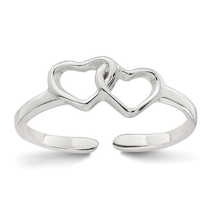 Sterlingsilber Poliert Interlocking Herzen Zehenring