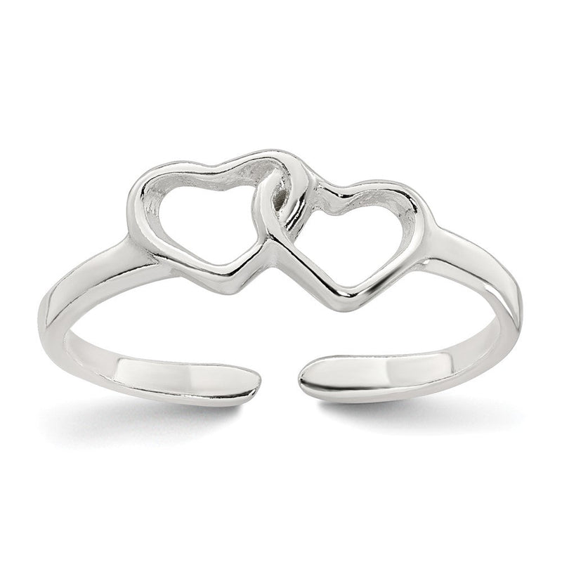 Sterlingsilber Poliert Interlocking Herzen Zehenring