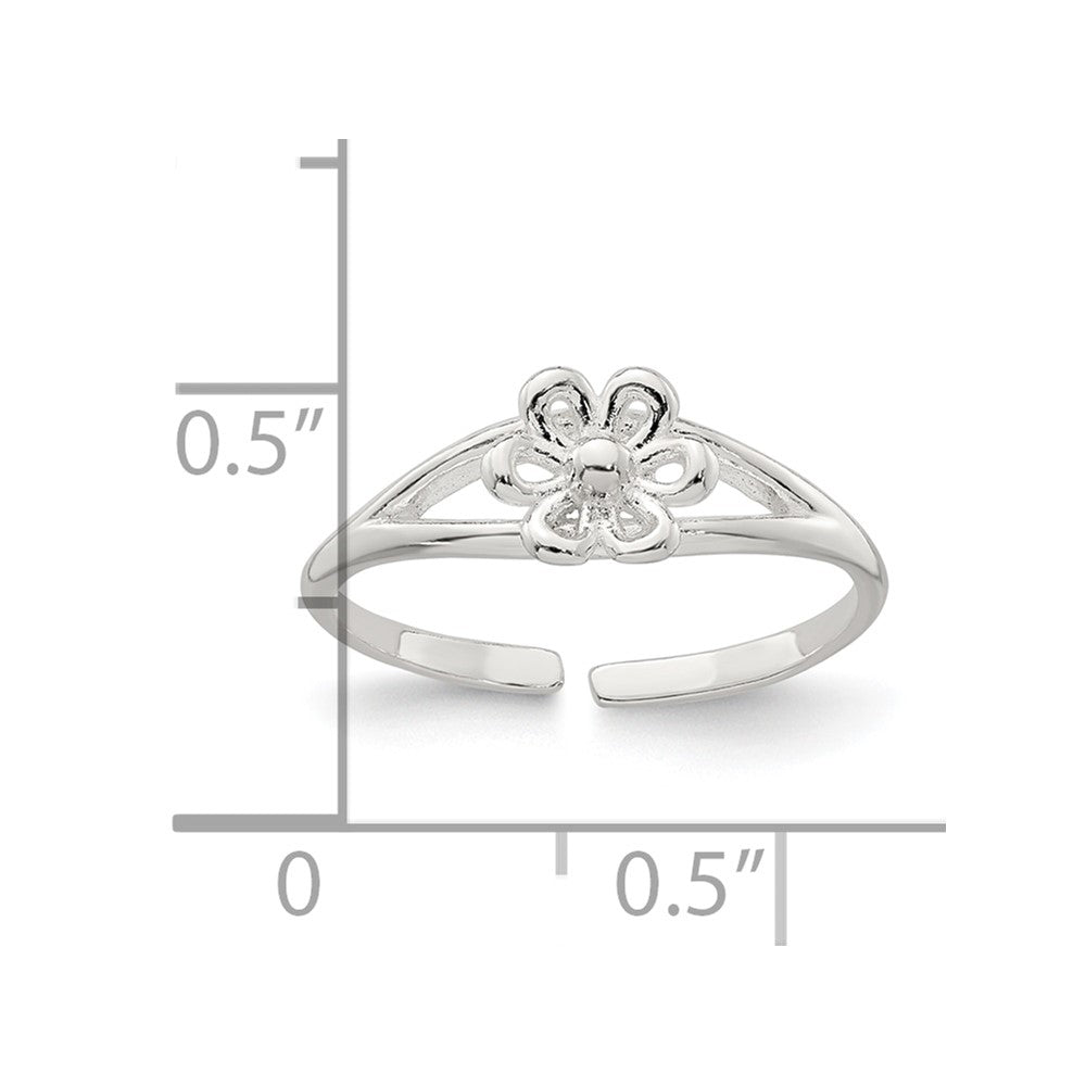 Sterlingsilber Poliert Blume Zehenring
