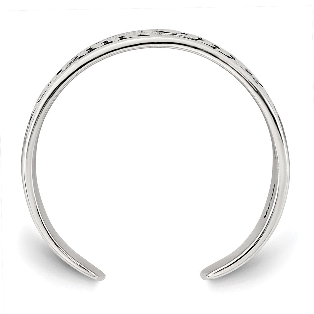 Sterlingsilber Poliert und Antikisiert Rose und Blatt Muster Zehenring