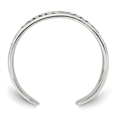 Sterlingsilber Poliert und Antikisiert Rose und Blatt Muster Zehenring