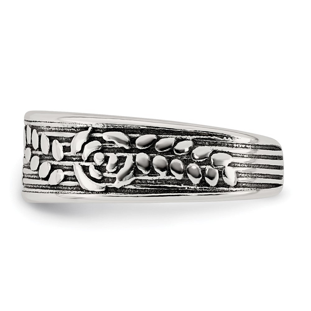 Sterlingsilber Poliert und Antikisiert Rose und Blatt Muster Zehenring