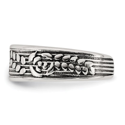 Sterlingsilber Poliert und Antikisiert Rose und Blatt Muster Zehenring
