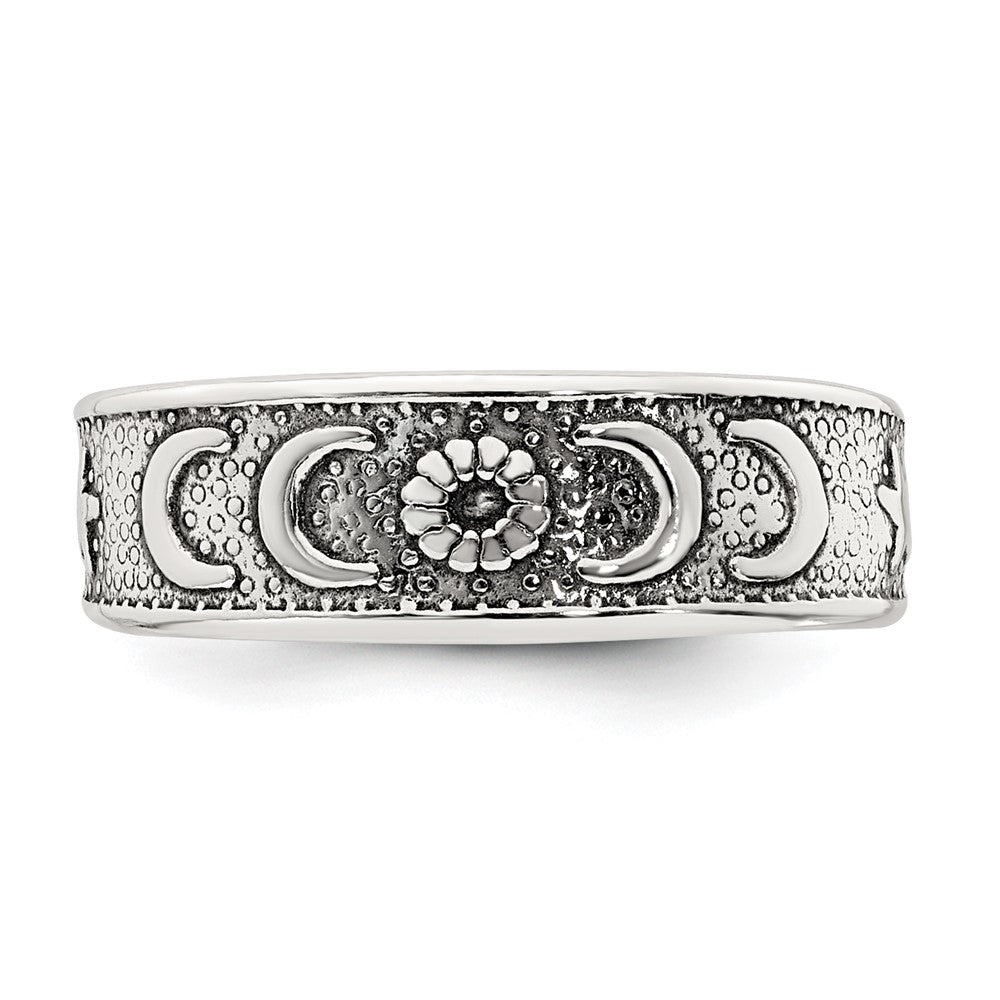 Sterlingsilber Poliert und Antikisiert Mond und Stern Zehenring