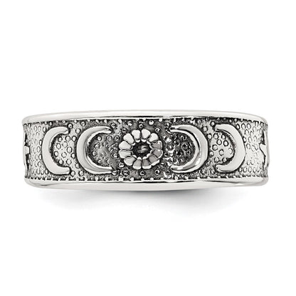 Sterlingsilber Poliert und Antikisiert Mond und Stern Zehenring