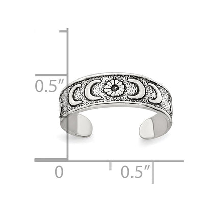 Sterlingsilber Poliert und Antikisiert Mond und Stern Zehenring