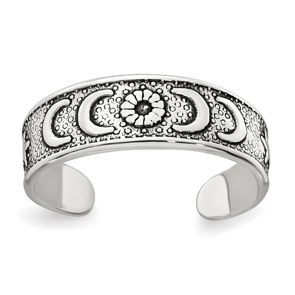 Sterlingsilber Poliert und Antikisiert Mond und Stern Zehenring