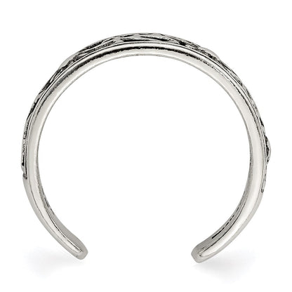 Sterlingsilber Antikisiert Blumen Zehenring