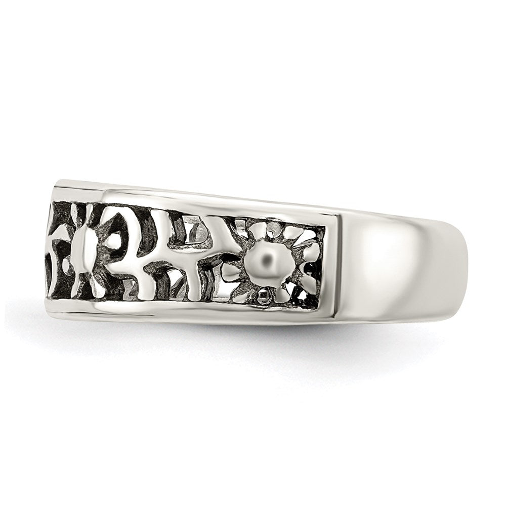 Sterlingsilber Antikisiert Blumen Zehenring
