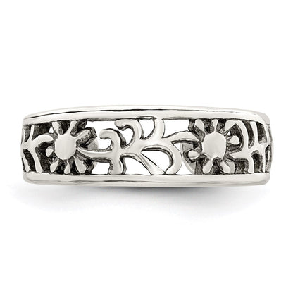 Sterlingsilber Antikisiert Blumen Zehenring