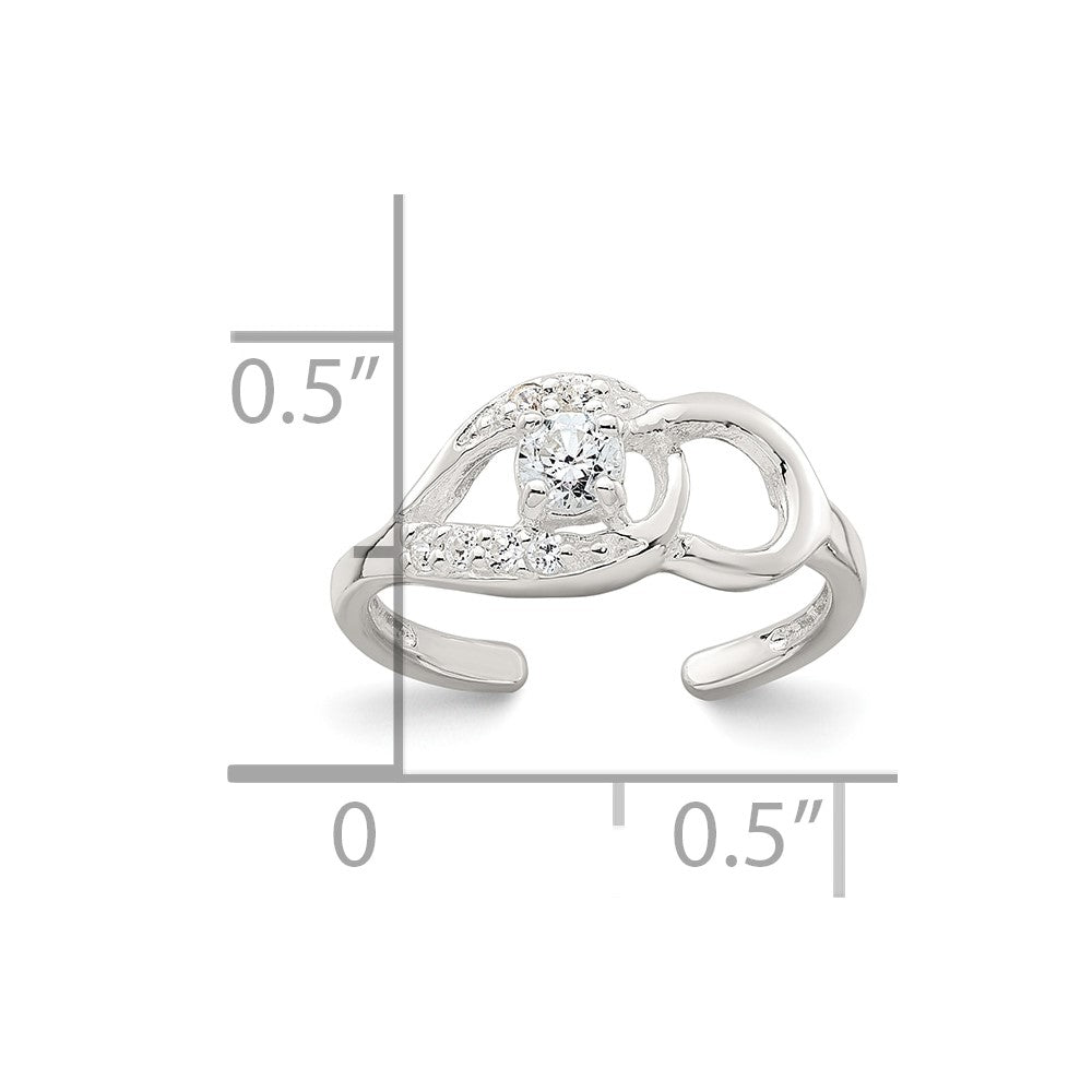 Sterlingsilber Poliert Zirkonia Fantasie Zehenring