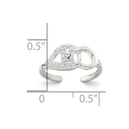 Sterlingsilber Poliert Zirkonia Fantasie Zehenring