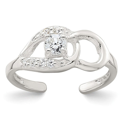 Sterlingsilber Poliert Zirkonia Fantasie Zehenring