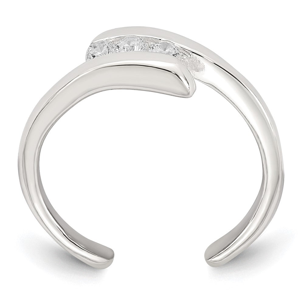 Sterlingsilber Poliert 3 Stein Zirkonia Bypass Verstellbar Zehenring