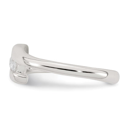 Sterlingsilber Poliert 3 Stein Zirkonia Bypass Verstellbar Zehenring
