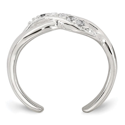 Sterlingsilber Poliert Zirkonia Unendlichkeit Verstellbar Zehenring